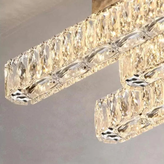 Candelabru LED PRISCILA, cu Telecomanda, 216W, Cristal, Crom Lucios, Dimabila, Lumina Calda/Rece/Neutra