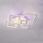 Lustra LED TERRANO cu Cristale, 6 Patrate, RGB, cu Telecomanda, 288W, Alb & Inox