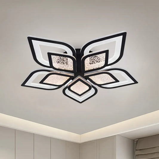 Lustra LED cu telecomanda DALIA, 71W, 5 Petale, lumina Rece/Calda/Neutra, Dimabila, Negru