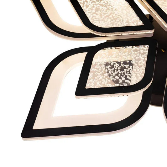 Lustra LED cu telecomanda DALIA, 71W, 5 Petale, lumina Rece/Calda/Neutra, Dimabila, Negru