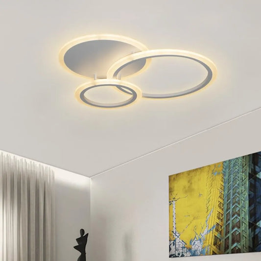 Lustra LED cu telecomanda LUCY, 52W, 3 Cercuri, lumina Rece/Calda/Neutra, Dimabila, Alb – lustră LED, culoare albă, cu t