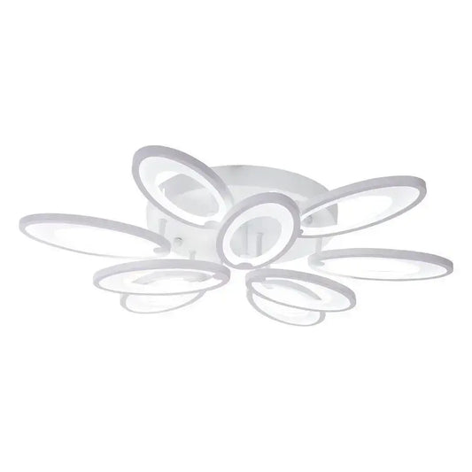 Lustra LED cu telecomanda SUNFLOWER, 98W, 9 Elemente, lumina Rece/Calda/Neutra, Dimabila, Alb