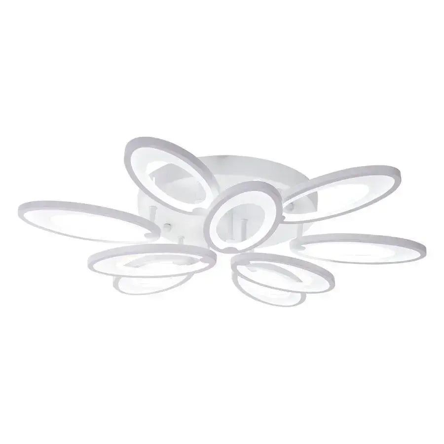 Lustra LED cu telecomanda SUNFLOWER, 98W, 9 Elemente, lumina Rece/Calda/Neutra, Dimabila, Alb