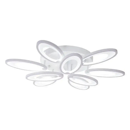 Lustra LED cu telecomanda SUNFLOWER, 98W, 9 Elemente, lumina Rece/Calda/Neutra, Dimabila, Alb