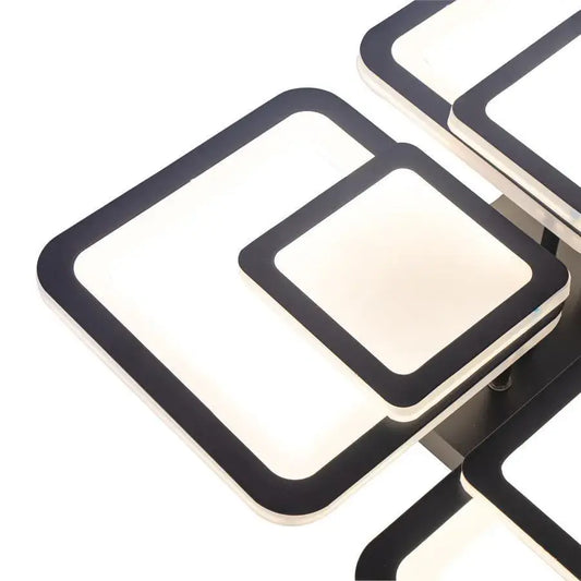 Lustra LED cu telecomanda SUSAN, 77W, 4 Patrate, lumina Rece/Calda/Neutra, Dimabila, Negru – lustră LED, culoare neagră,