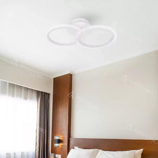 Lustra LED cu Telecomanda BETTY, 28W, 2 Cercuri, lumina Rece/Calda/Neutra, Dimabila, Alb – lustră LED, culoare albă, cu