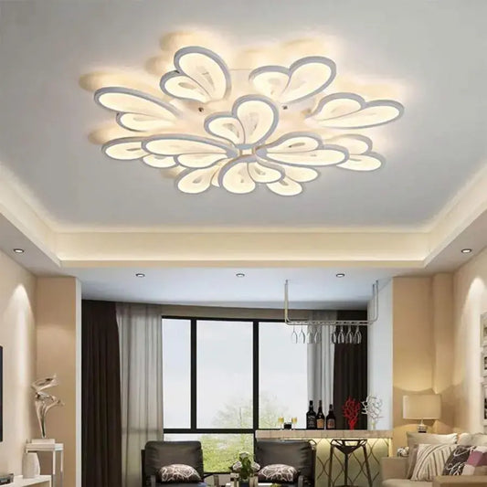 Lustra LED cu telecomanda BLOSSOM Grand, 143W, 12 Elemente, lumina Rece/Calda/Neutra, Dimabila, Alb