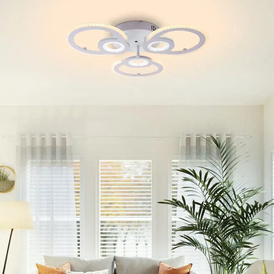 Lustra LED cu telecomanda KADE, 80W, 3 Cercuri, lumina Rece/Calda/Neutra, Dimabila, Alb