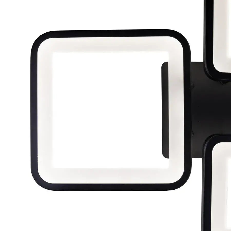 Lustra LED cu Telecomanda, ELLA, 4 Patrate, 85W, Lumina Rece/Calda/Neutra, Dimabila, Negru