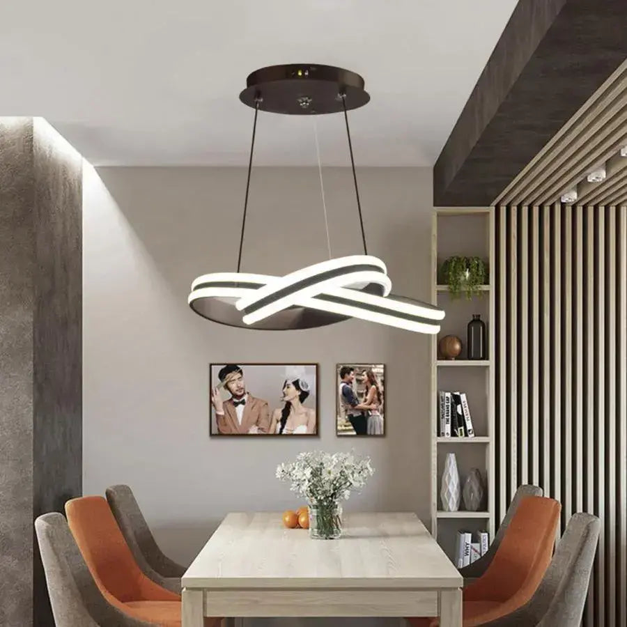 Lustra LED Suspendata cu Telecomanda INFINITY LOOP, 120W, Inaltime Reglabila, Lumina Rece/Calda/Neutra, Dimabila, Negru