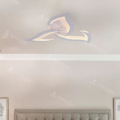 Lustra LED cu telecomanda LOTUS, 48W, 3 Petale, lumina Rece/Calda/Neutra, Dimabila, Alb