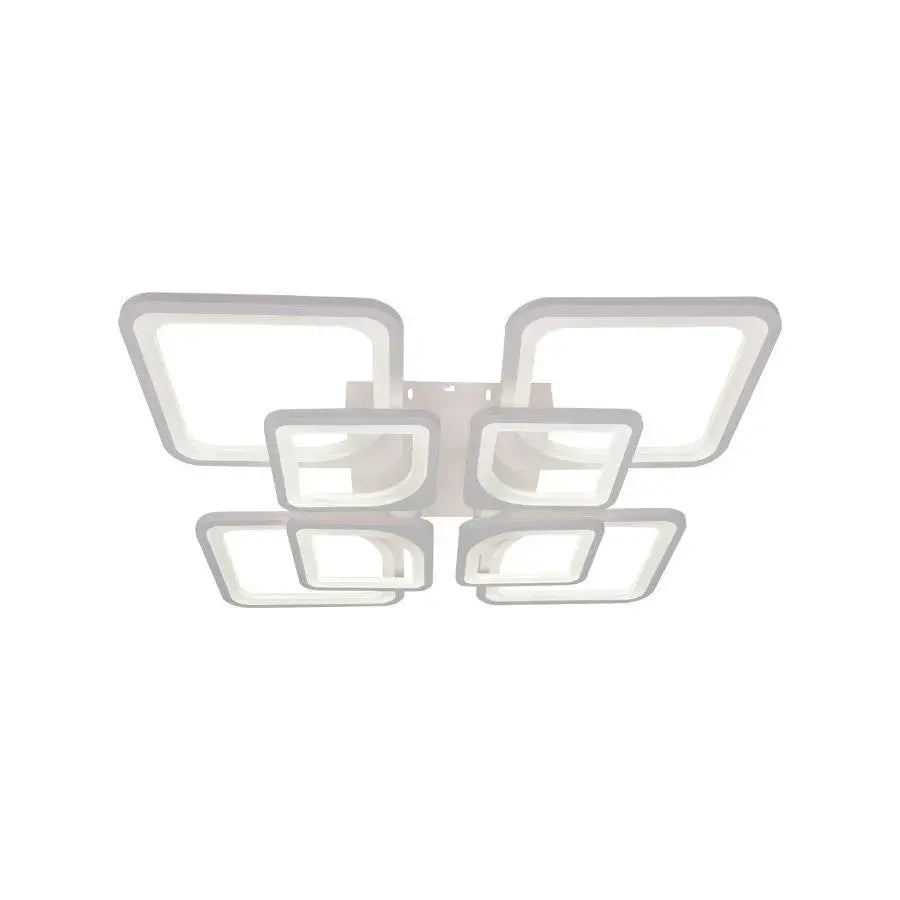 Lustra LED cu Telecomanda, ZOE, 8 Patrate, 135W, Lumina Rece/Calda/Neutra, Dimabila, Alb