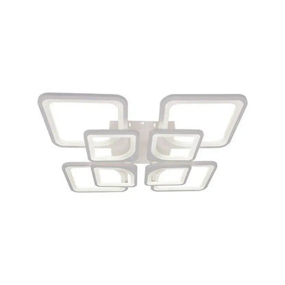 Lustra LED cu Telecomanda, ZOE, 8 Patrate, 135W, Lumina Rece/Calda/Neutra, Dimabila, Alb