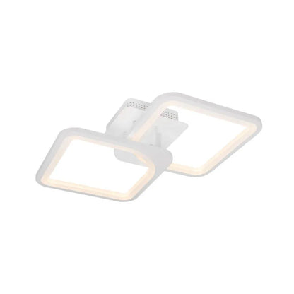 Lustra LED cu Telecomanda, ZOE, 2 Patrate, 39W, Lumina Rece/Calda/Neutra, Dimabila, Alb