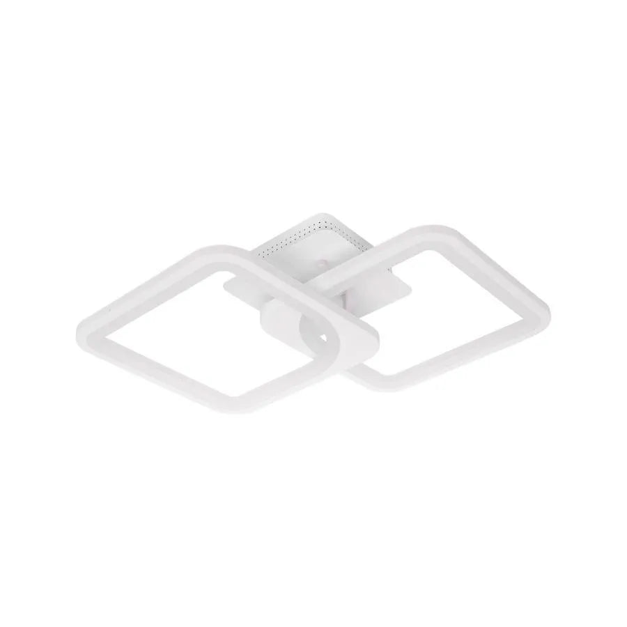 Lustra LED cu Telecomanda, ZOE, 2 Patrate, 39W, Lumina Rece/Calda/Neutra, Dimabila, Alb