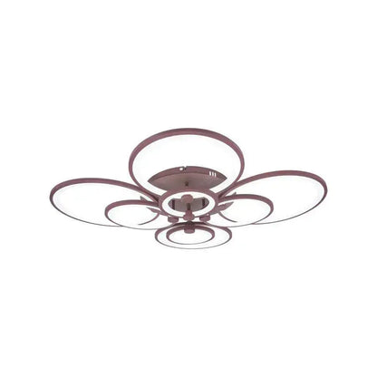 Lustra LED cu telecomanda BETTY, 200W, 8 Cercuri, lumina Rece/Calda/Neutra, Dimabila, Maro