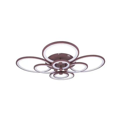 Lustra LED cu telecomanda BETTY, 200W, 8 Cercuri, lumina Rece/Calda/Neutra, Dimabila, Maro