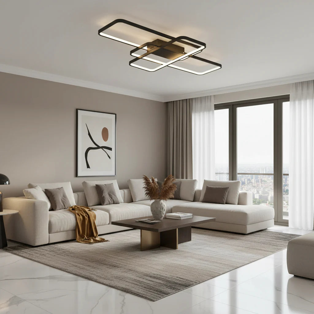 Lustra LED cu telecomanda AXIS, 96W, 3 Elemente,, lumina Rece/Calda/Neutra, Dimabila, Negru