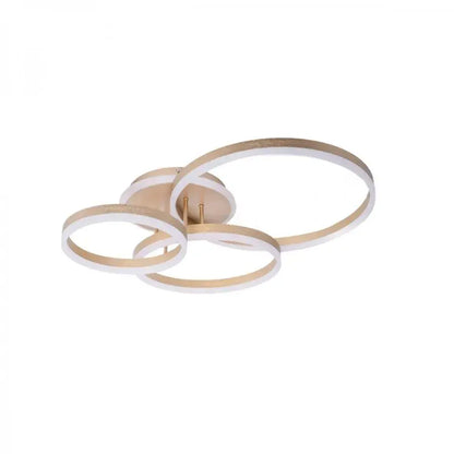 Lustra LED cu Telecomanda LYRA, 100W, 3 Cercuri, Dimabila, Auriu Periat, Lumina Rece/Calda/Neutra