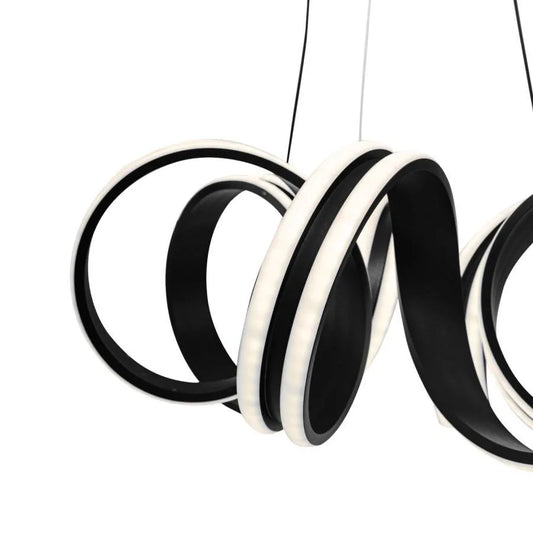 Lustra LED Suspendata cu Telecomanda INFINITY Twist, 180W, Inaltime Reglabila, Lumina Rece/Calda/Neutra, Dimabila, Negru