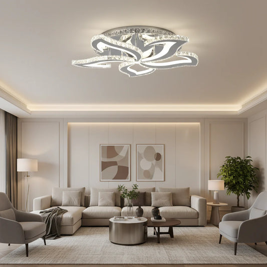 Lustra LED Cristal RGB cu Telecomanda Kamdyn 180W Dimabila Argintiu