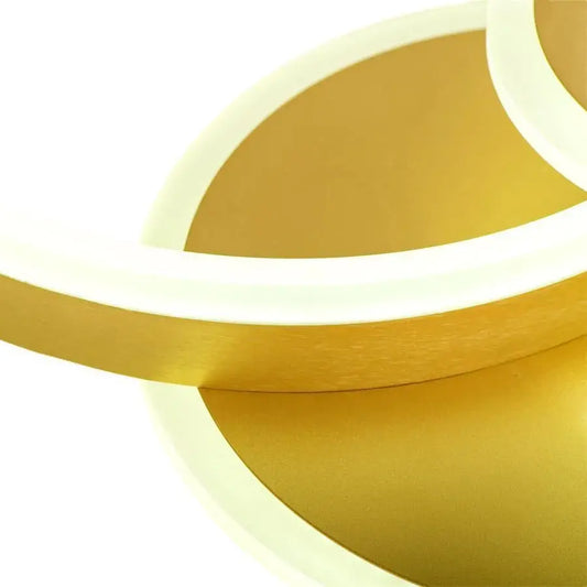 Lustra LED cu Telecomanda LYRA, 102W, 2 Cercuri, Dimabila, Auriu Periat, Lumina Rece/Calda/Neutra
