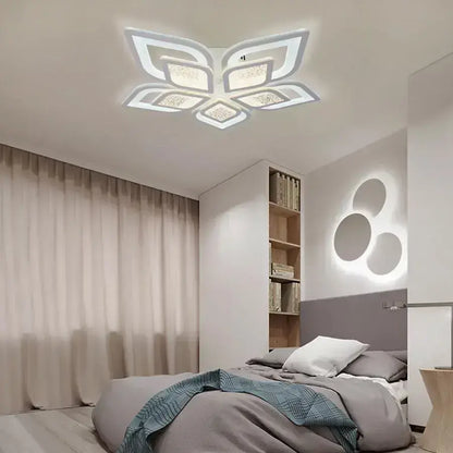 Lustra LED cu telecomanda DALIA, 71W, 5 Petale, lumina Rece/Calda/Neutra, Dimabila, Alb