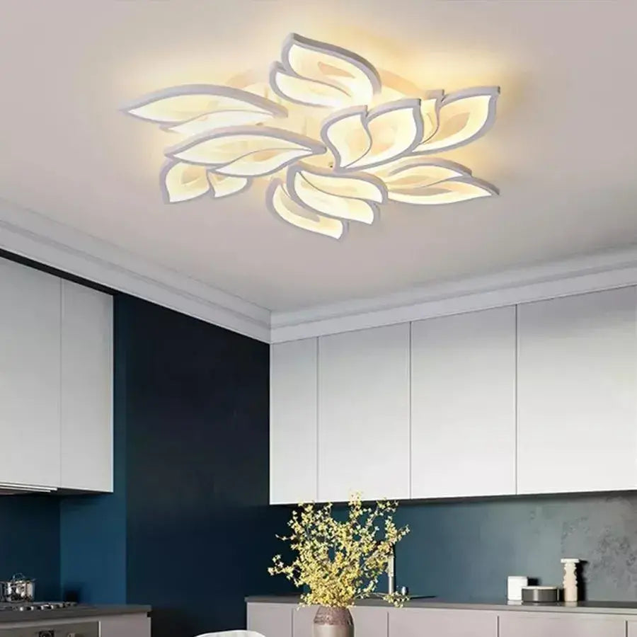 Lustra LED cu telecomanda LILY, 117W, 9 Elemente, lumina Rece/Calda/Neutra, Dimabila, Alb