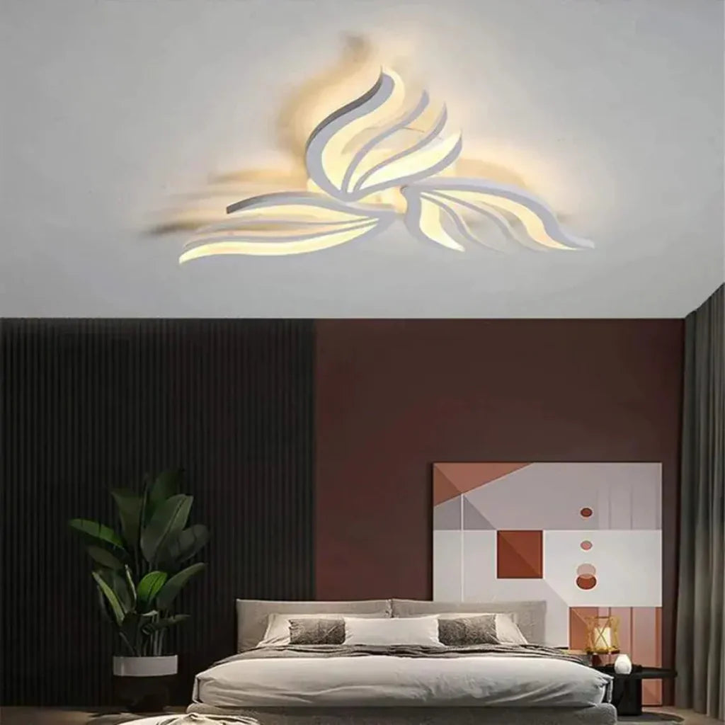 Lustra LED cu telecomanda SAKURA, 37W, 3 Petale, lumina Rece/Calda/Neutra, Dimabila, Alb – lustră LED, culoare albă, cu