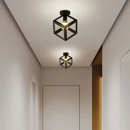 Lustra Forma Cub - STRUKTUR Mono, 1x E27, Negru, Metal – lustră LED, culoare neagră – RegalStore, iluminat interior