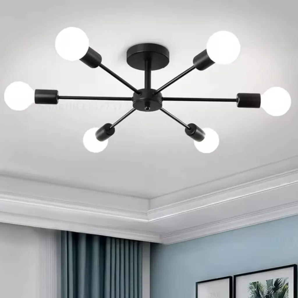 Lustra Mikkos 6XE27 Negru – lustră LED, culoare neagră – RegalStore, iluminat interior