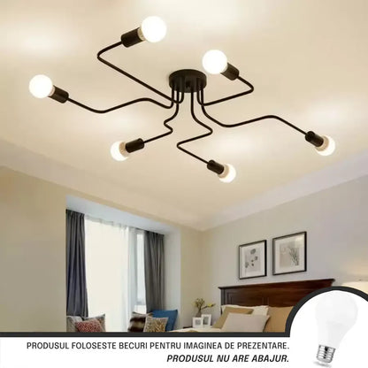 Lustra MODERNIST Hexa 6, 6x E27, Negru, Design Modern – lustră LED, culoare neagră, design modern – RegalStore, iluminat