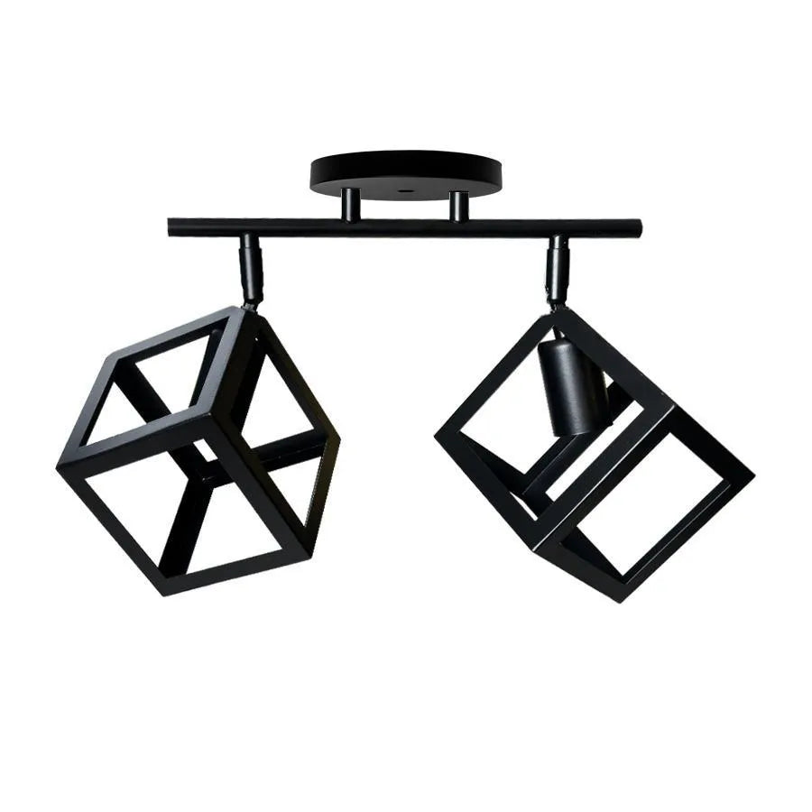 Lustra Forma Cub, STRUKTUR Duo, 2xE27, Negru, Metal – lustră LED, culoare neagră – RegalStore, iluminat interior