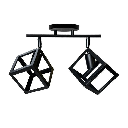 Lustra Forma Cub, STRUKTUR Duo, 2xE27, Negru, Metal – lustră LED, culoare neagră – RegalStore, iluminat interior