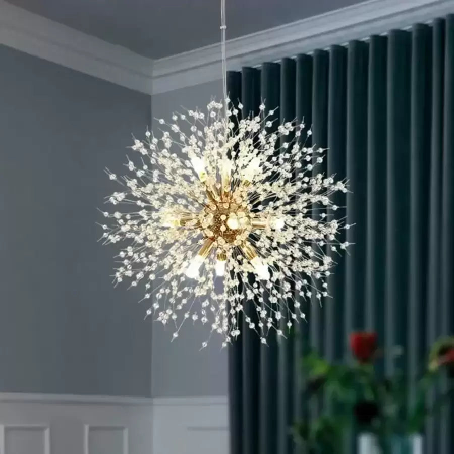 Candelabru Cristal Schonbrunn, 12x G9, Diametru 60cm, Auriu Lucios, Inaltime Reglabila