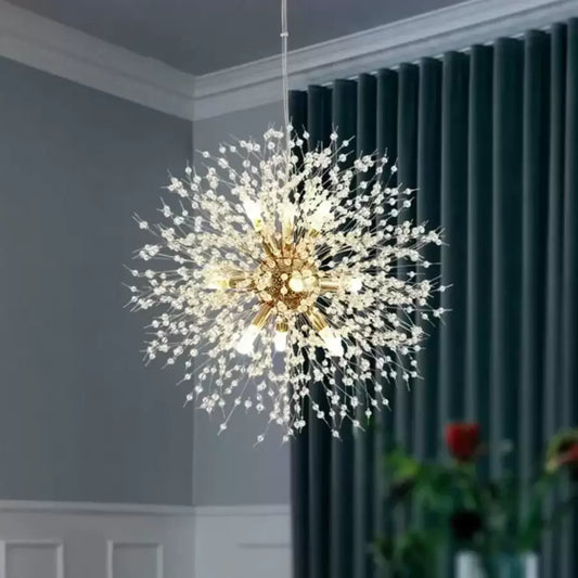 Candelabru Cristal Schonbrunn, 9x G9, Diametru 49cm, Auriu Lucios, Iluminare Luxoasa