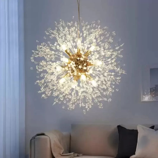 Candelabru Cristal Schonbrunn, 9x G9, Diametru 49cm, Auriu Lucios, Iluminare Luxoasa