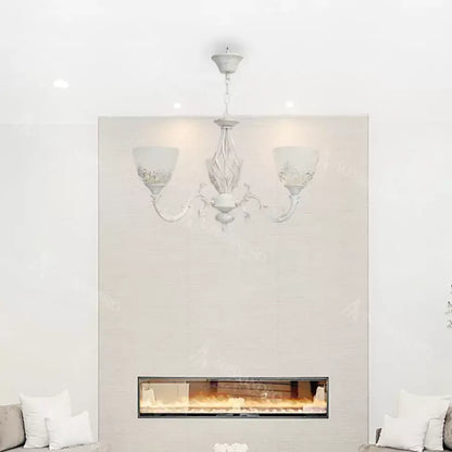 Lustra Rustic COTTAGE, 3*E27, Alb, Metal si Sticla