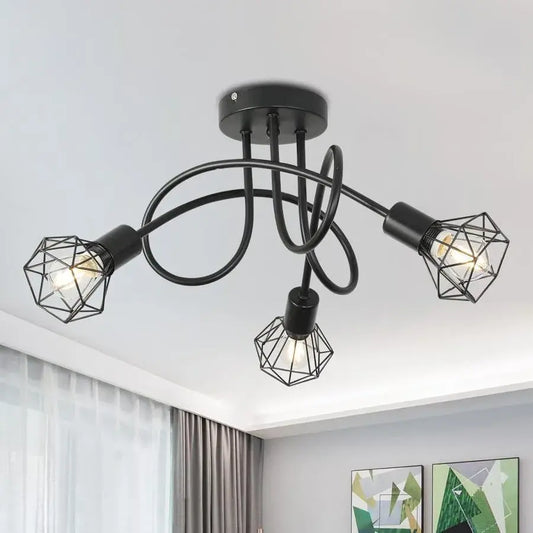 Lustra Shion 3*E27, Negru, Metal – lustră LED, culoare neagră – RegalStore, iluminat interior