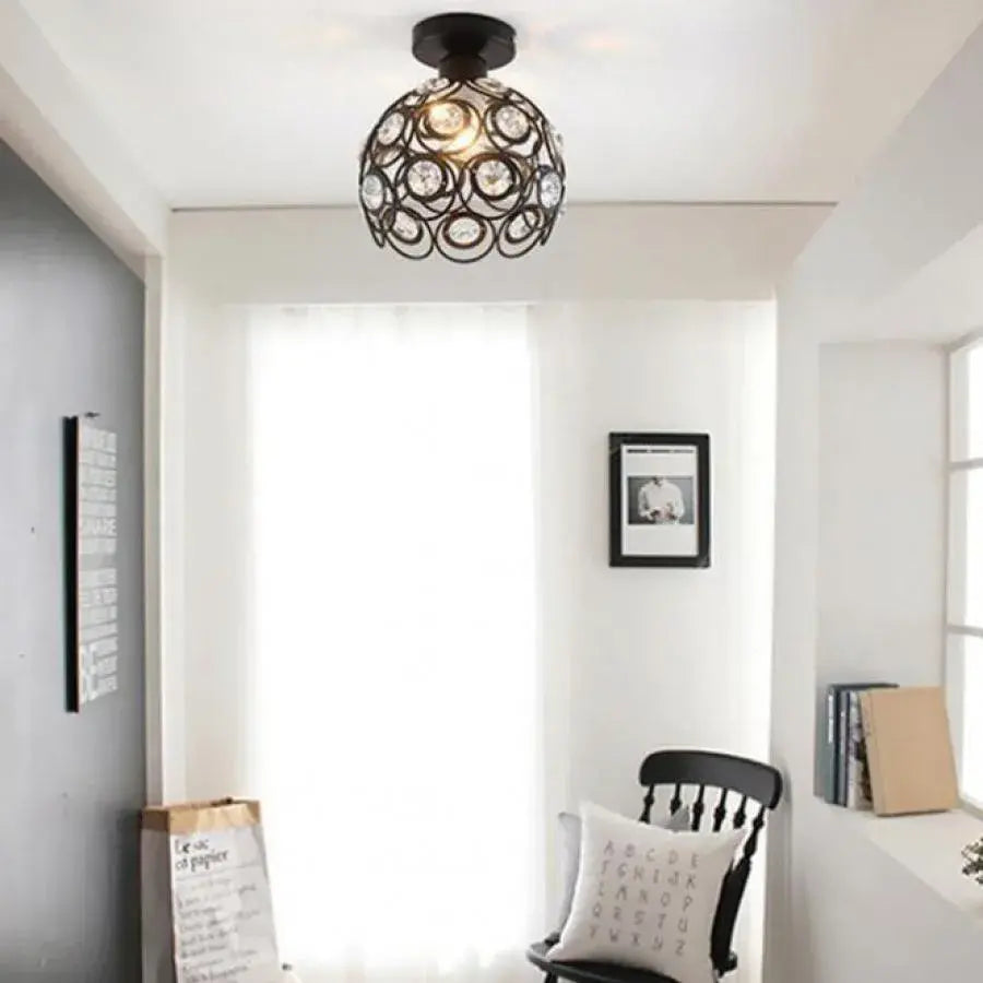 Lustra Vera, 1*E27, Negru, Metal si Cristal – lustră LED, culoare neagră – RegalStore, iluminat interior