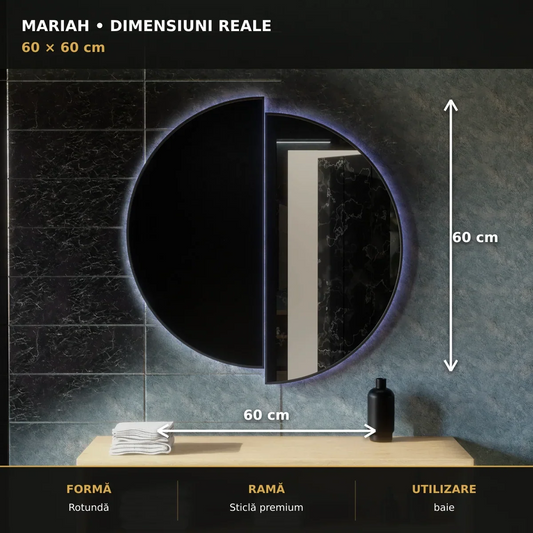 Oglindă LED Mariah 60x60 cm – dimensiuni