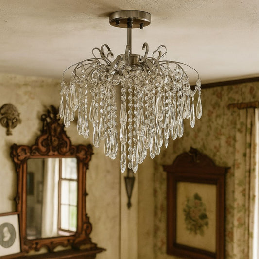 Candelabru Cristal EGO 5x E27, Diametru 47cm, Crom Lucios