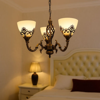 Lustra Rustic COTTAGE, 3*E27, Bronz Antichizat, Metal si Sticla