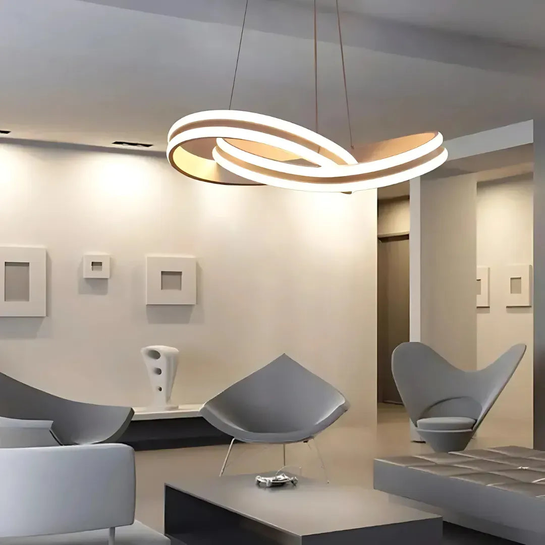 Lustra LED Suspendata cu Telecomanda INFINITY LOOP, 120W, Inaltime Reglabila, Lumina Rece/Calda/Neutra, Dimabila, Alb