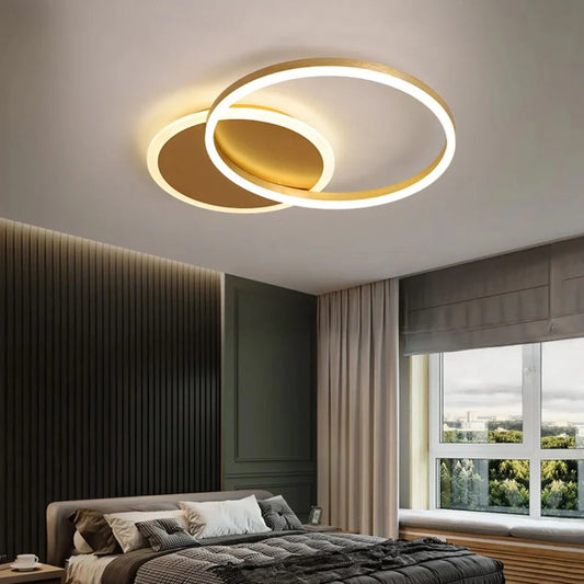 Lustra LED Dario, 2 Cercuri, 47W, Lumina Rece/Calda/Neutra, Auriu