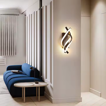 Aplica LED Ray 20W Ondulata Lumina Rece/Calda/Neutra Metal si SIlicon Negru