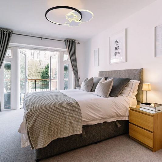 Lustra LED cu Telecomanda Sandrina 106W Alb Negru