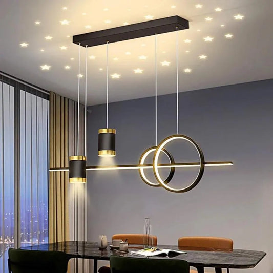 Lustra LED suspendata cu telecomanda PAULINA, 74W, lumina Rece/Calda/Neutra, Dimabila, Negru, Inaltime Reglabila