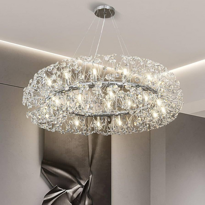 Candelabru Cristal MINUET 12x G9, Diametru 60cm, Crom Lucios, Inaltime Reglabila