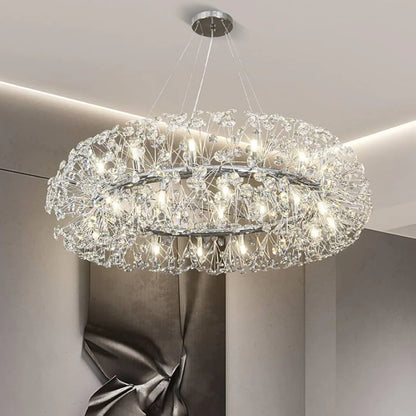 Candelabru Cristal MINUET 12x G9, Diametru 60cm, Crom Lucios, Inaltime Reglabila